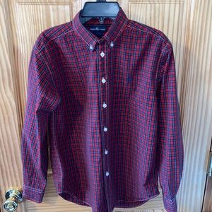 Excellent used condition Ralph Lauren button down Polo in navy and red Christmas